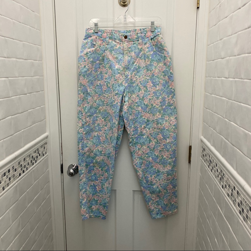 Vintage Pastel Floral Mom Jeans